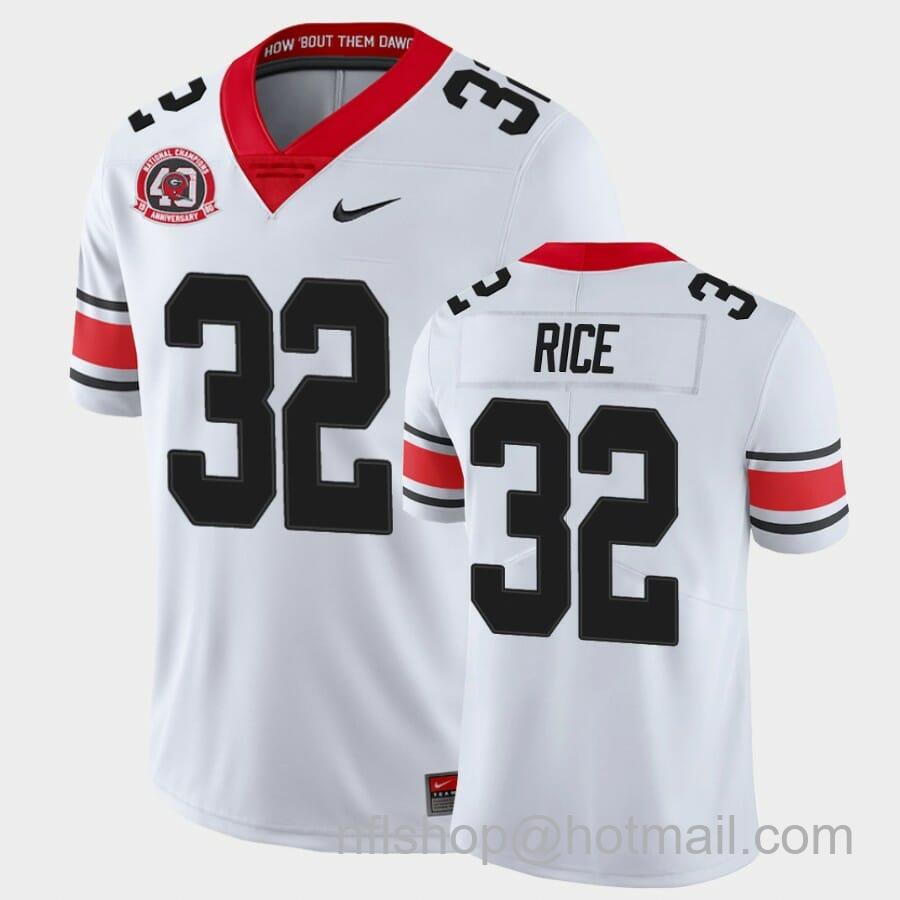 Men's Nike Georgia Bulldogs #32 Monty Rice White College Football 40th Anniversary Alternate Jersey