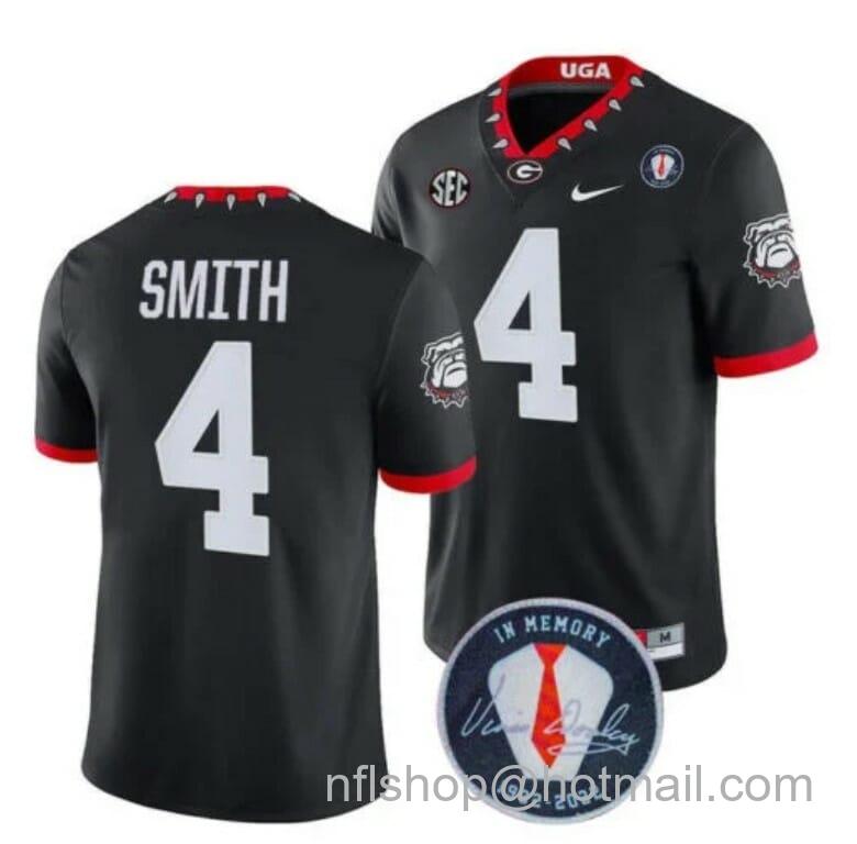 Men's Nike Georgia Bulldogs Nolan Smith Jersey #4 Honoring Vince Dooley Patch All Stitched Black