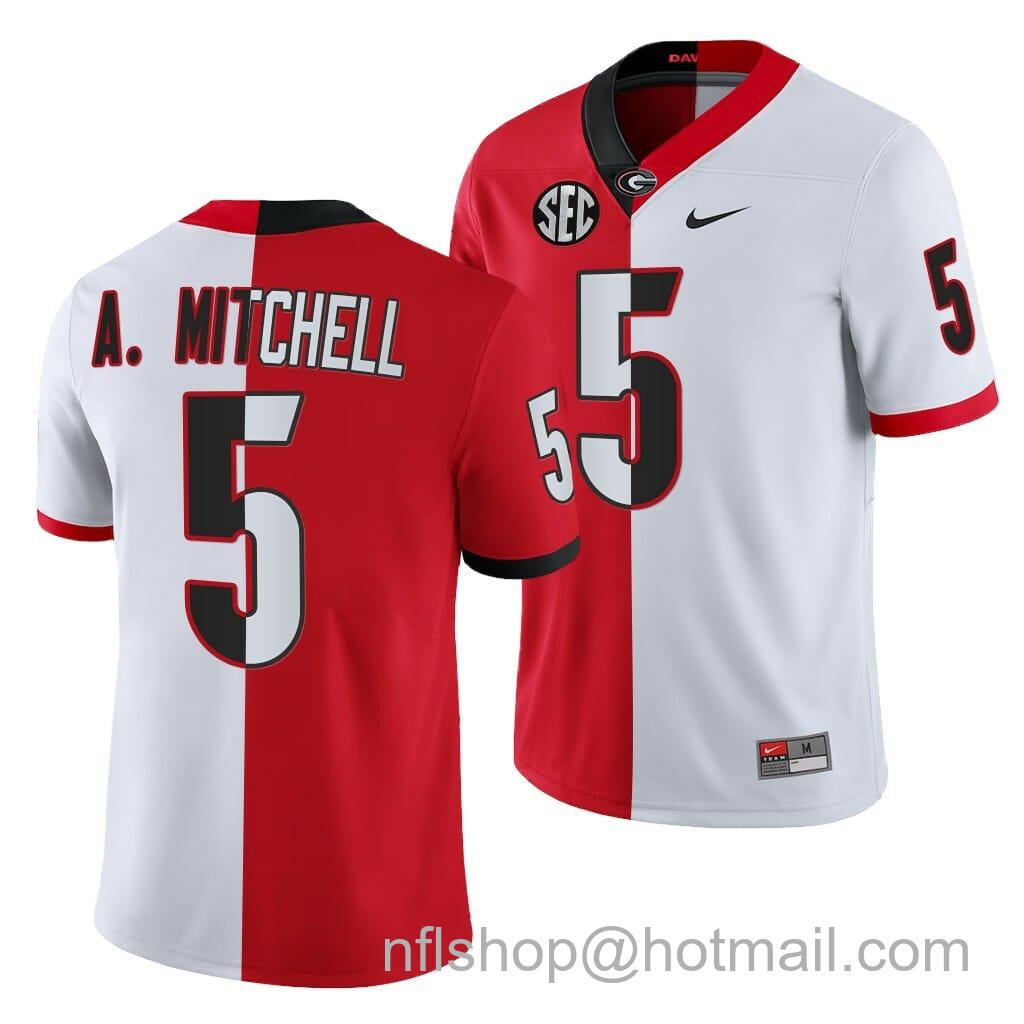 Men's Nike Georgia Bulldogs #5 Adonai Mitchell Split Edition Jersey Red White College Football