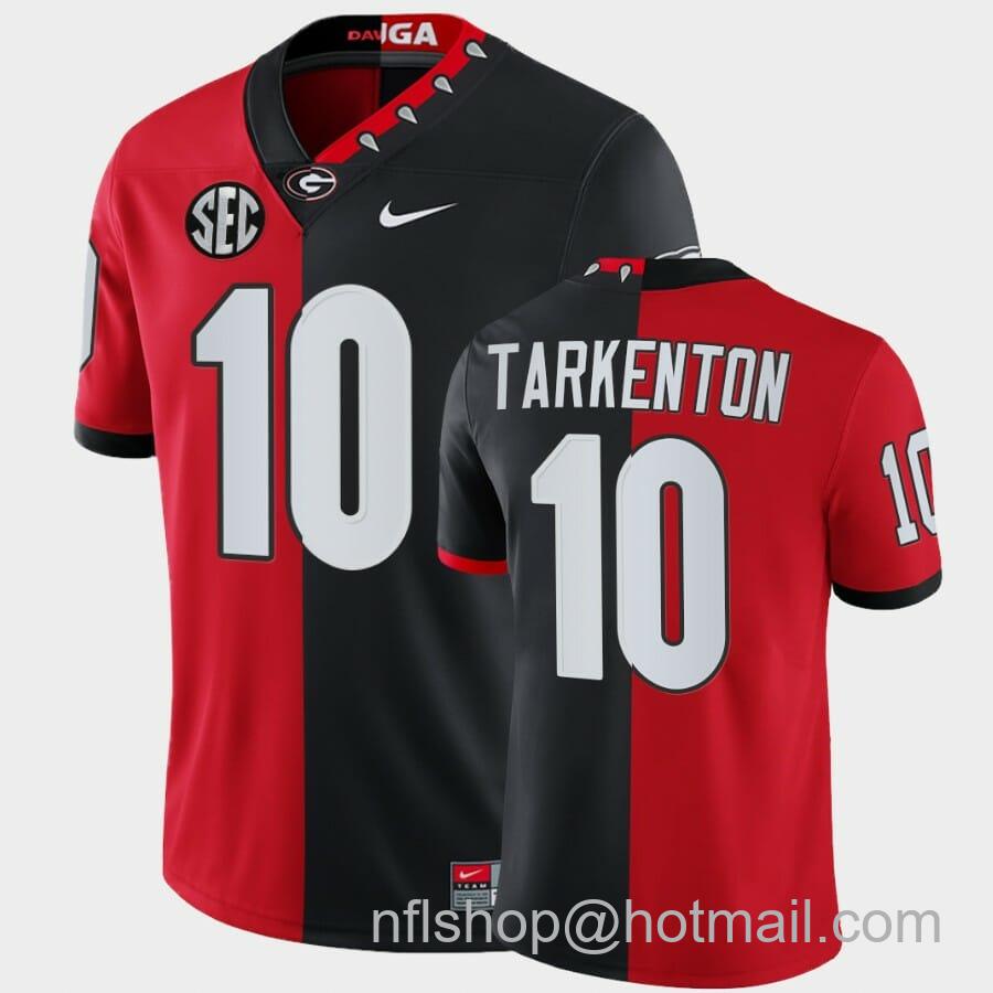 Men's Nike Georgia Bulldogs #10 Fran Tarkenton Red Black Split Edition 100th Season Alumni Jersey