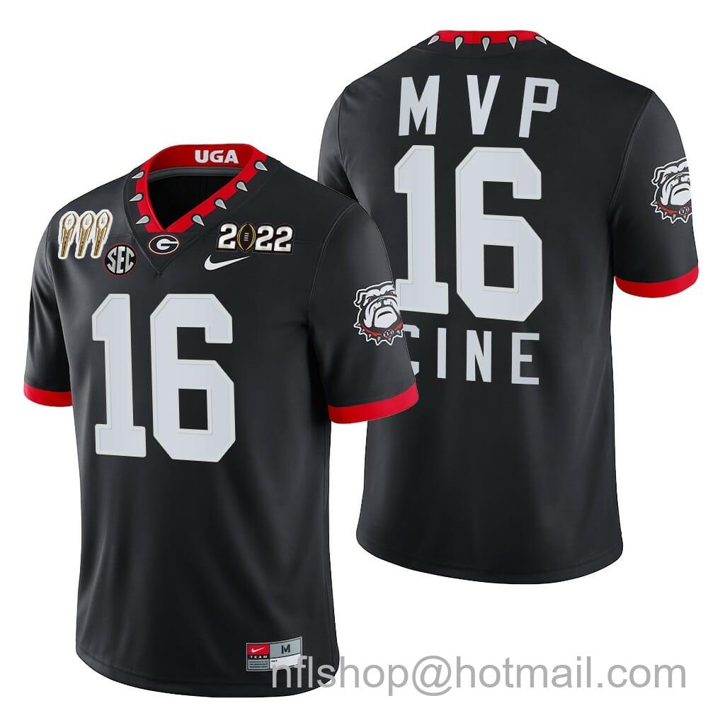 Men's Nike Georgia Bulldogs #16 Lewis Cine 2021-22 CFP National Champions MVP Jersey Black