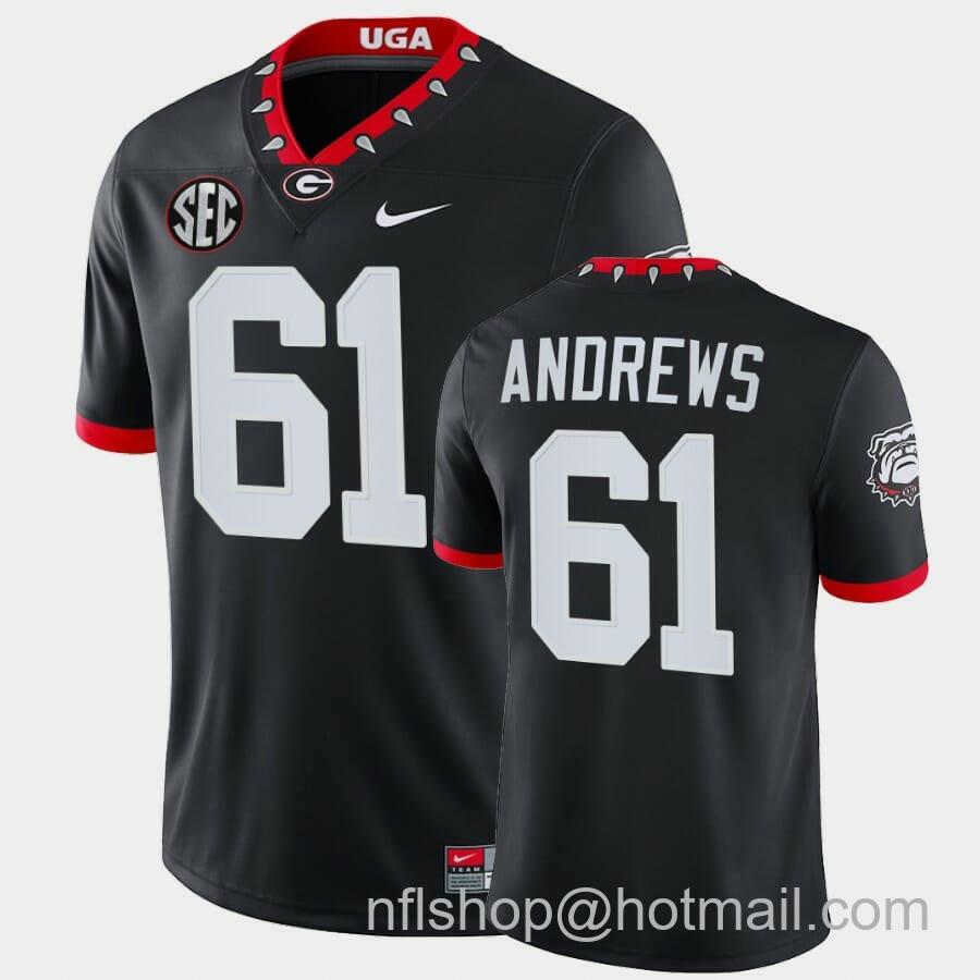 Men's Nike Georgia Bulldogs #61 David Andrews Black Mascot 100th Anniversary Alumni Jersey