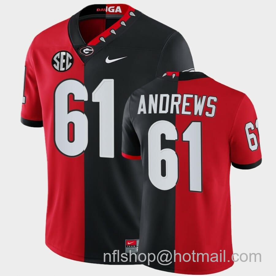 Men's Nike Georgia Bulldogs #61 David Andrews Red Black Split Edition 100th Season Alumni Jersey