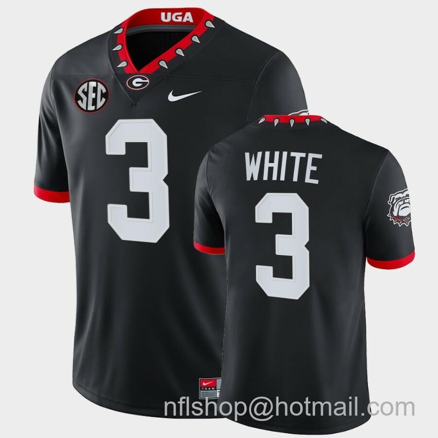 Men's Nike Georgia Bulldogs #3 Zamir White Black Mascot 100th Anniversary College Game Jersey