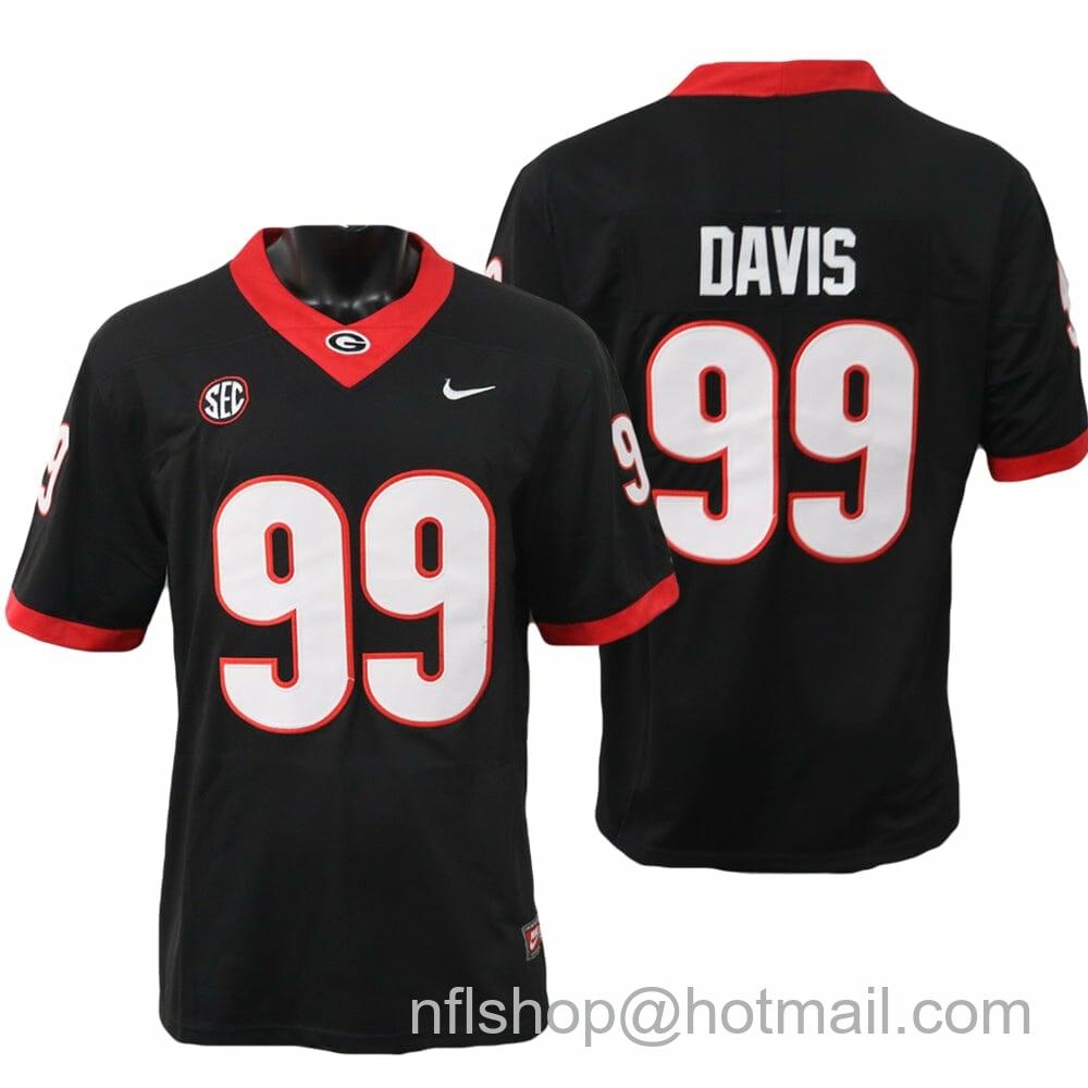 Men's Nike Georgia Bulldogs Jordan Davis Jersey #99 College Football Game Black Alternative