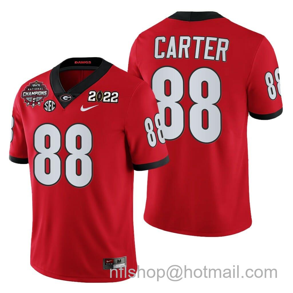 Men's Nike Georgia Bulldogs #88 Jalen Carter 2021-22 CFP National Champions Jersey Red Uniform