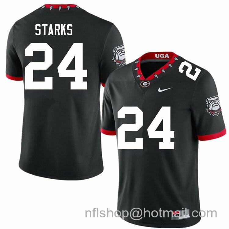 Men's Nike Georgia Bulldogs Malaki Starks Jersey #24 College Football Game Black Alternative