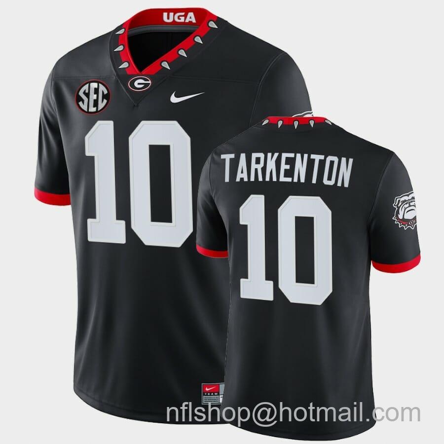 Men's Nike Georgia Bulldogs #10 Fran Tarkenton Black Mascot 100th Anniversary Alumni Jersey