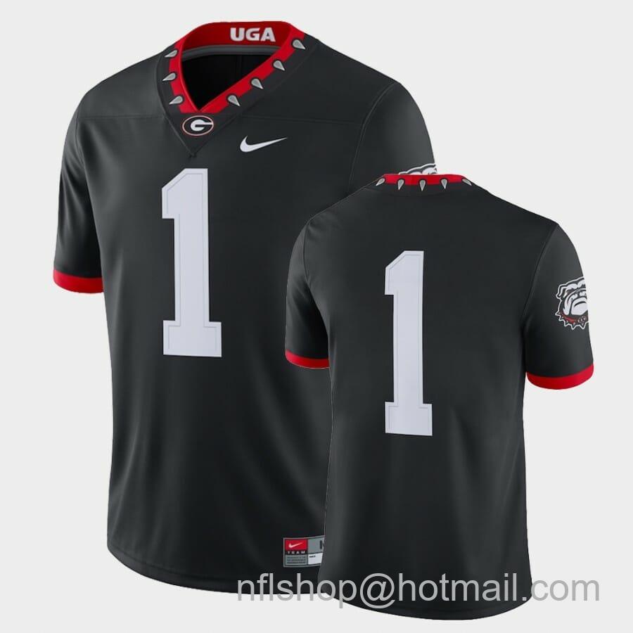 Men's Nike Georgia Bulldogs #1 Black 100th Anniversary College Football Alternate Game Jersey