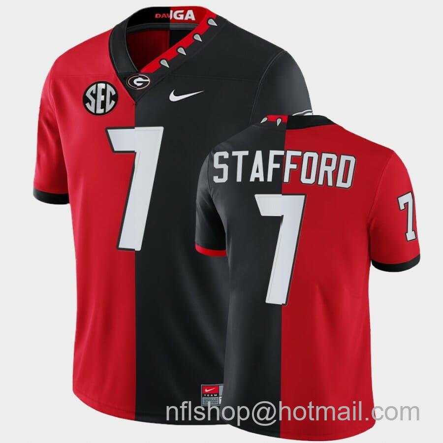 Men's Nike Georgia Bulldogs #7 Matthew Stafford Jersey Red Black Split Edition 100th Season Alumni