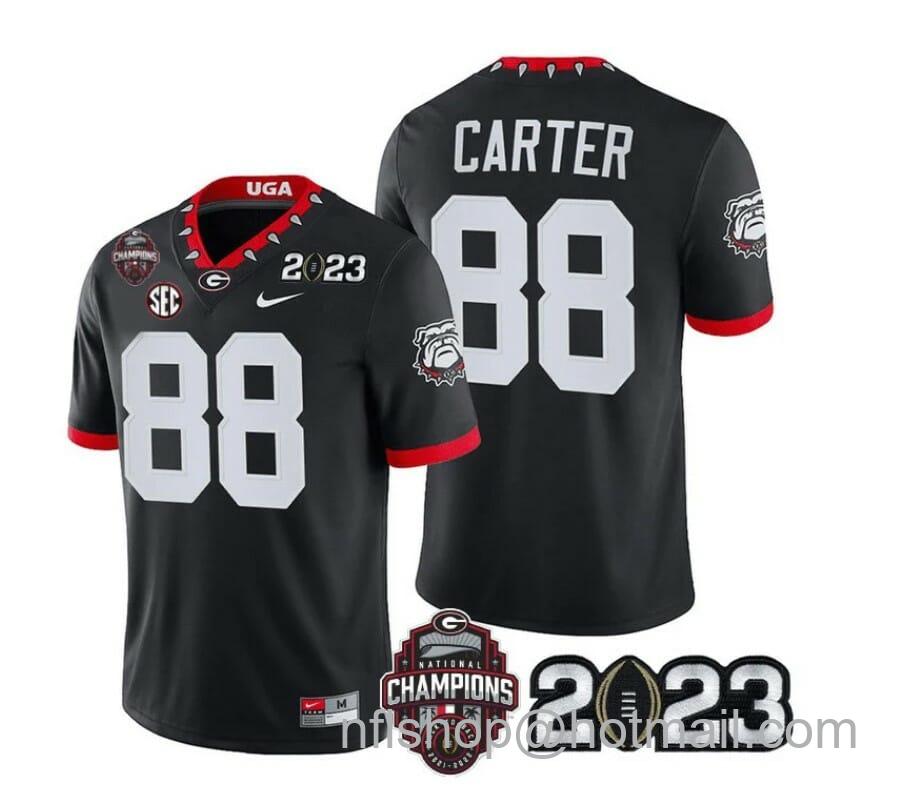 Men's Nike Georgia Bulldogs Jalen Carter Jersey #88 CFP National Champions Patch 2023 All Stitched Black