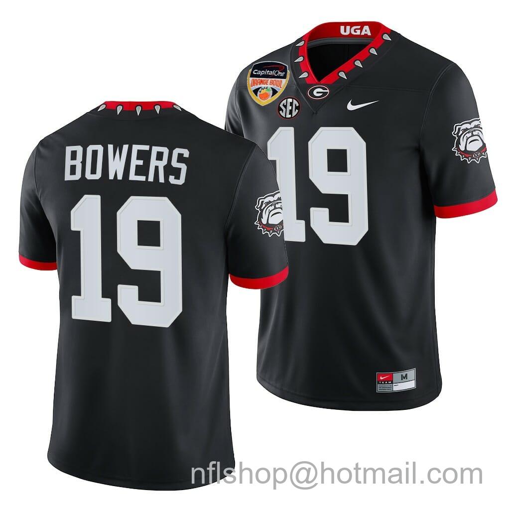 Men's Nike Georgia Bulldogs #19 Brock Bowers Jersey 2021 Orange Bowl Black College Football Playoff