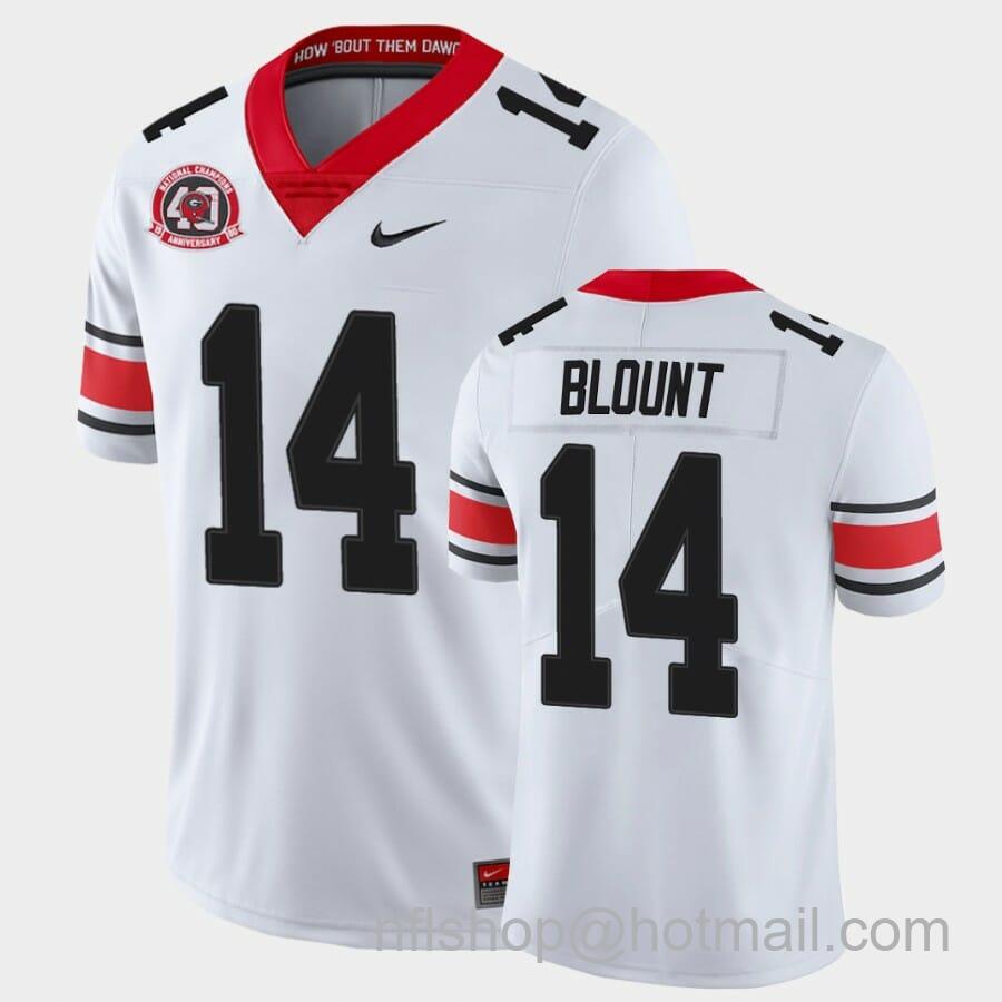 Men's Nike Georgia Bulldogs #14 Trey Blount White College Football 40th Anniversary Alternate Jersey