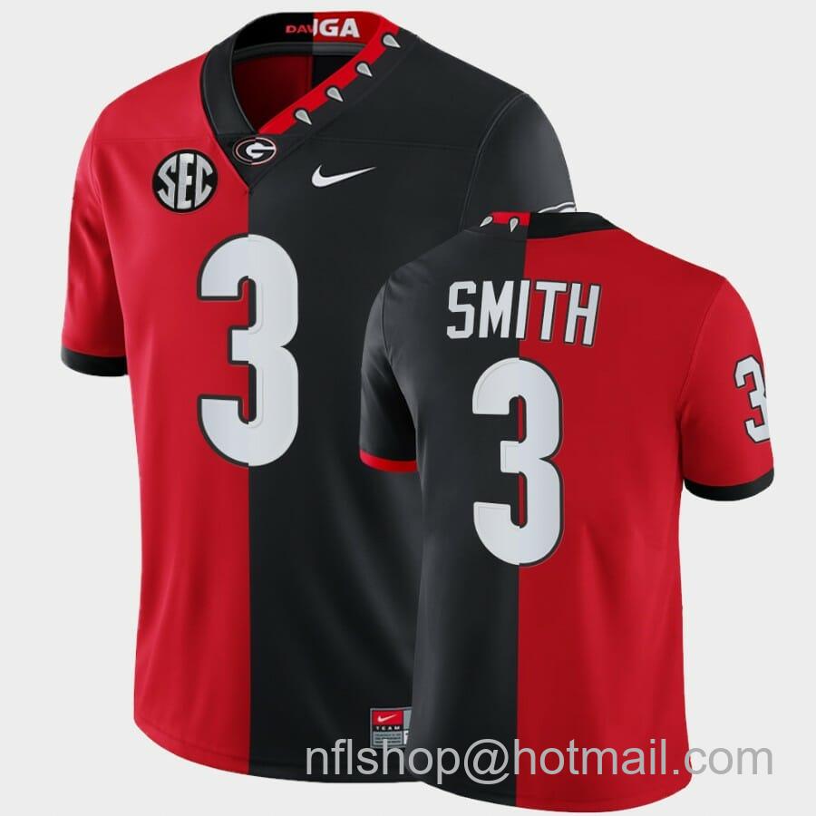 Men's Nike Georgia Bulldogs #3 Roquan Smith Red Black Split Edition 100th Season Alumni Jersey