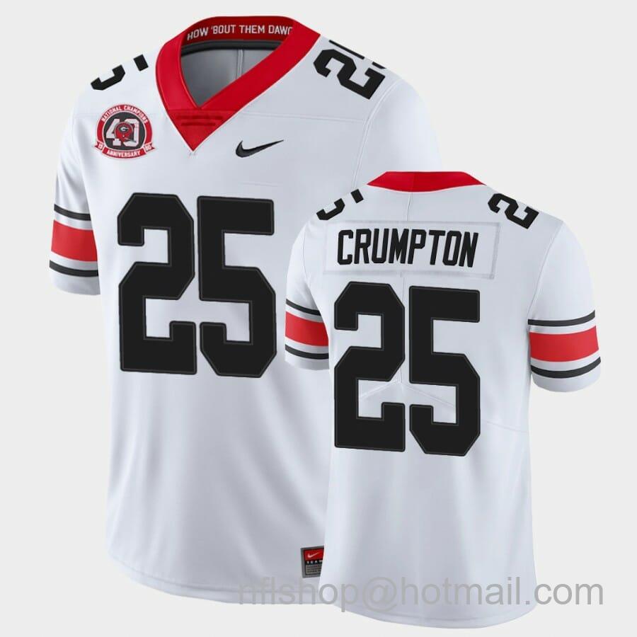 Men's Nike Georgia Bulldogs #25 Ahkil Crumpton White College Football 40th Anniversary Alternate Jersey