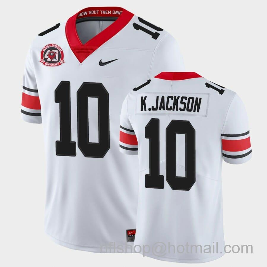 Men's Nike Georgia Bulldogs #10 Kearis Jackson White College Football 40th Anniversary Alternate Jersey