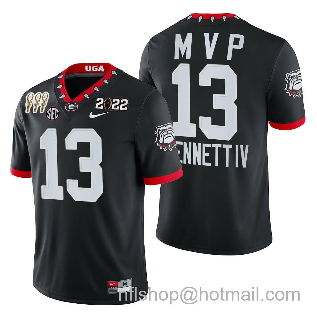 Men's Nike UGA #13 Stetson Bennett Jersey 3-Times CFP National Champions Black MVP Uniform