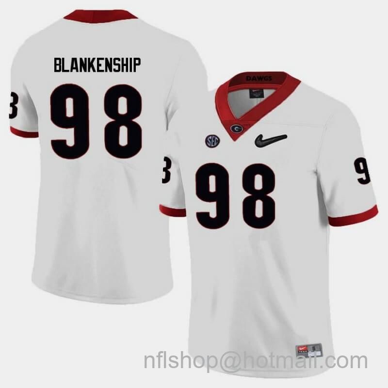 Men's Nike Georgia Bulldogs #98 Rodrigo Blankenship College Football Jersey Limited White