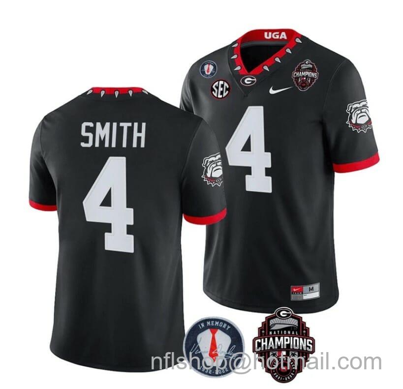 Men's Nike Georgia Bulldogs Nolan Smith Jersey #4 Back To Back National Champions College Football Black