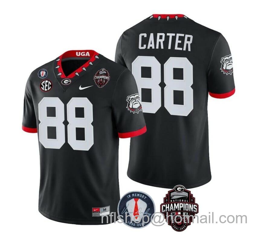 Men's Nike Georgia Bulldogs Jalen Carter Jersey #88 Back To Back National Champions College Football Black