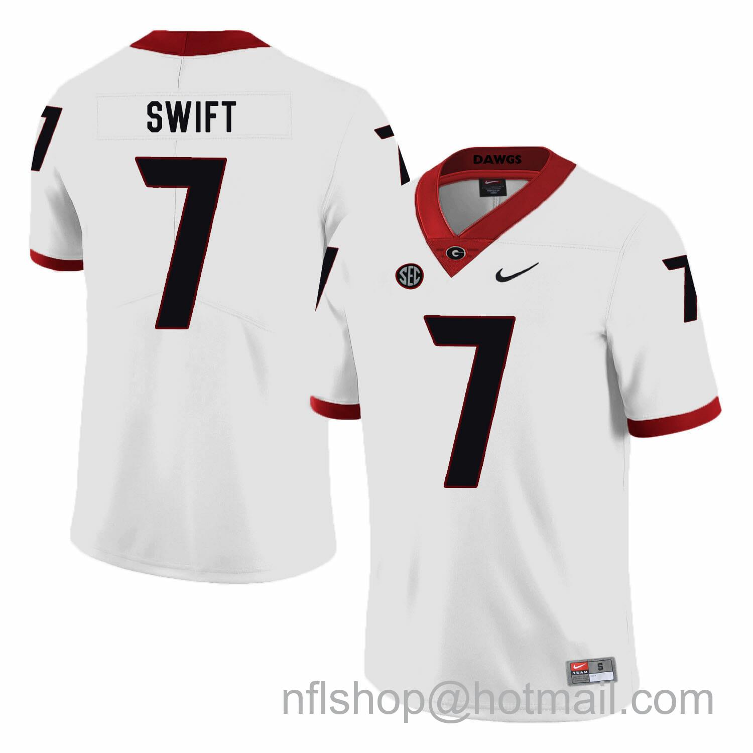 Men's Nike Georgia Bulldogs #7 D Andre Swift College Football Jersey White