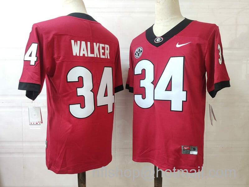 Men's Nike Georgia Bulldogs #34 Herchel Walker NCAA Football Jersey Red