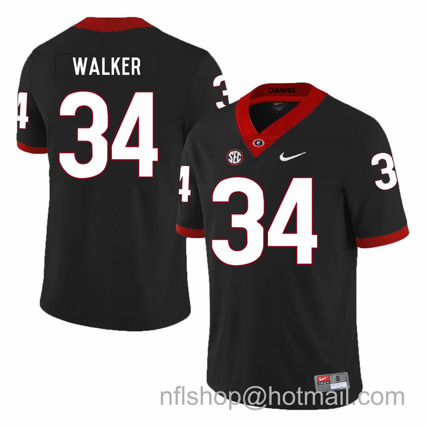 Men's Nike Georgia Bulldogs #34 Herchel Walker College Football Jersey Black