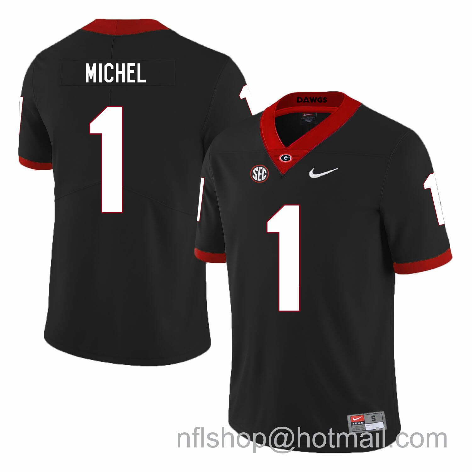 Men's Nike Georgia Bulldogs #1 Sony Michel NCAA College Football Jersey Black