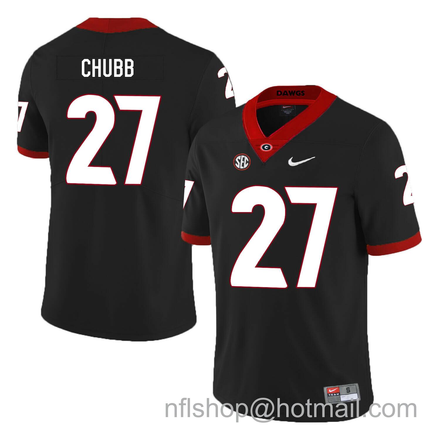 Men's Nike Georgia Bulldogs #27 Nick Chubb College Football Jersey Black