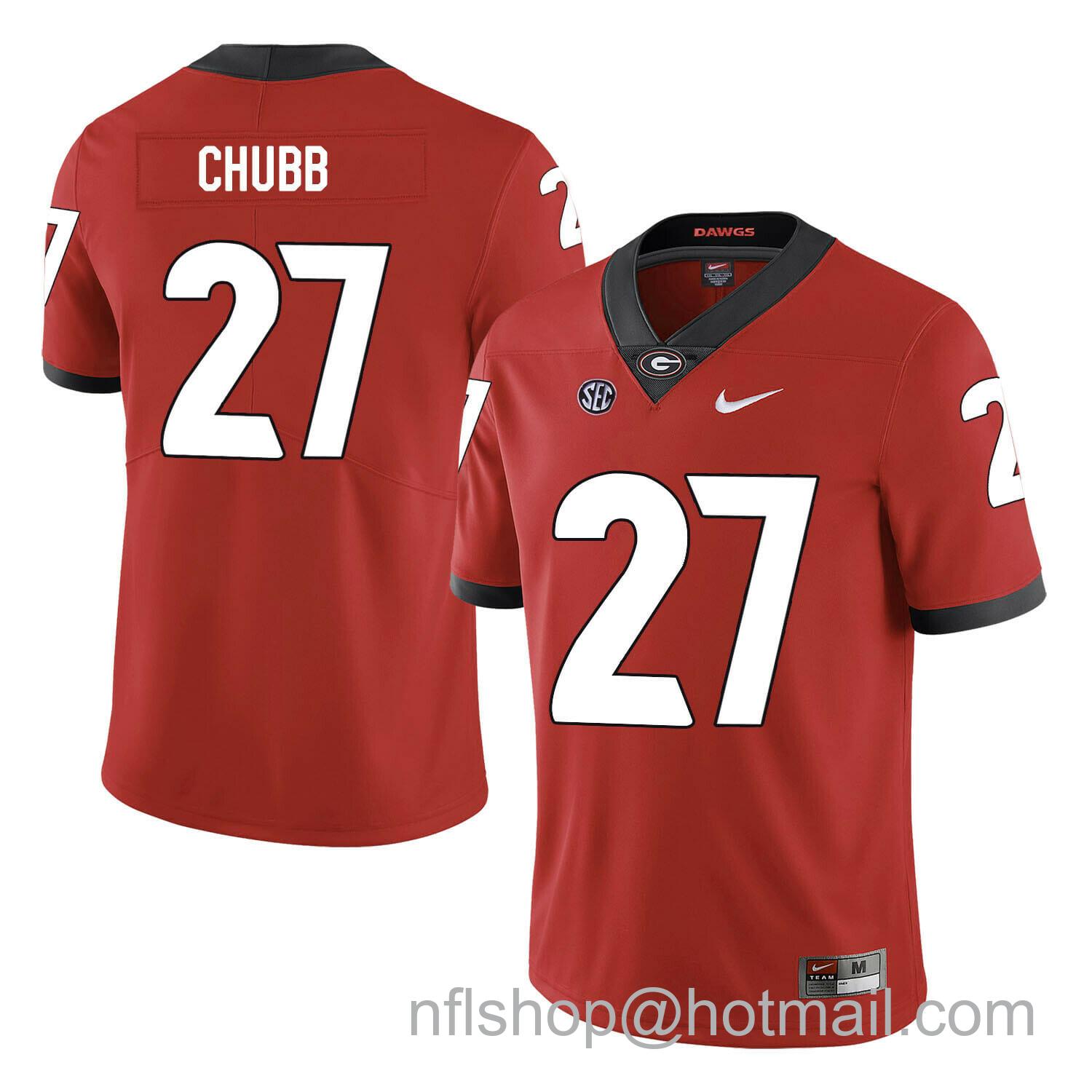 Men's Nike Georgia Bulldogs #27 Nick Chubb College Football Jersey Red