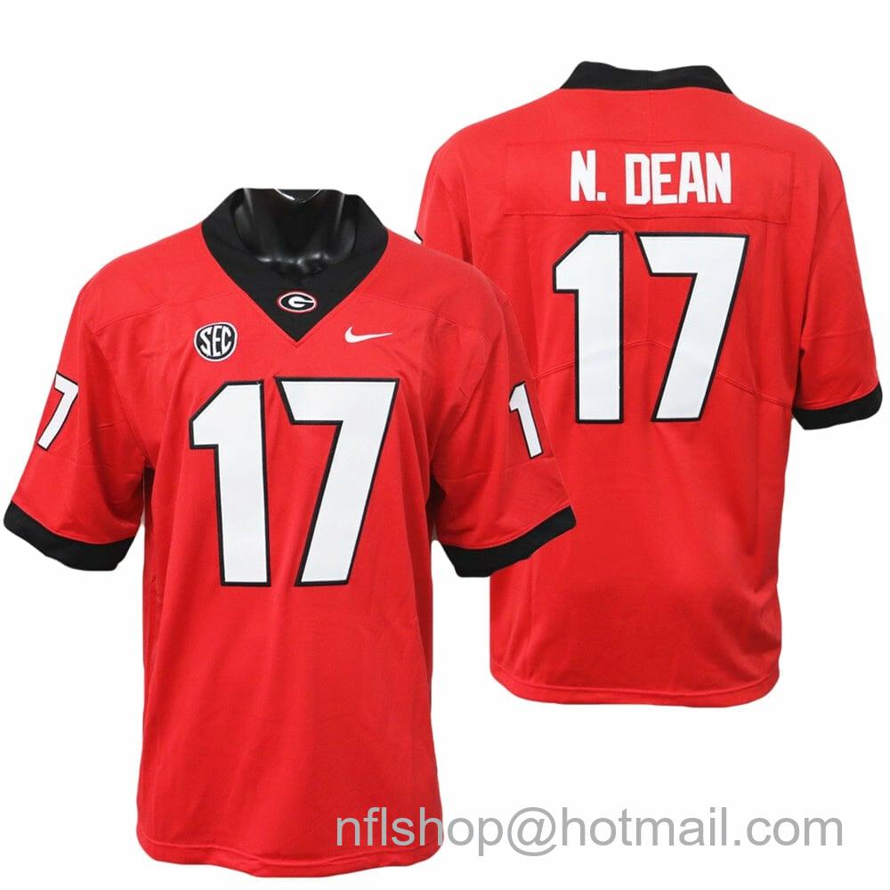 Men's Nike Georgia Bulldogs Nakobe Dean Jersey #17 College Football Game Red