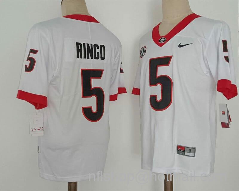 Men's Nike Georgia Bulldogs #5 Kelee Ringo Jersey NCAA Football White