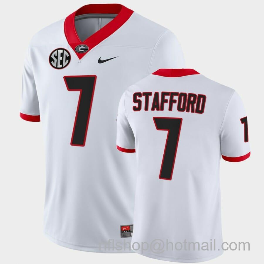 Men's Nike Matthew Stafford Georgia Jersey #7 White College Football Alumni