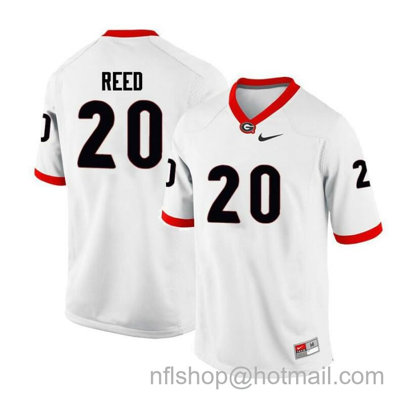 Men's Nike Georgia Bulldogs #20 J.R. Reed College Football Jersey White