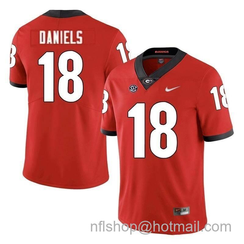 Men's Nike Georgia Bulldogs #18 Jt Daniels NCAA College Football Jersey Red