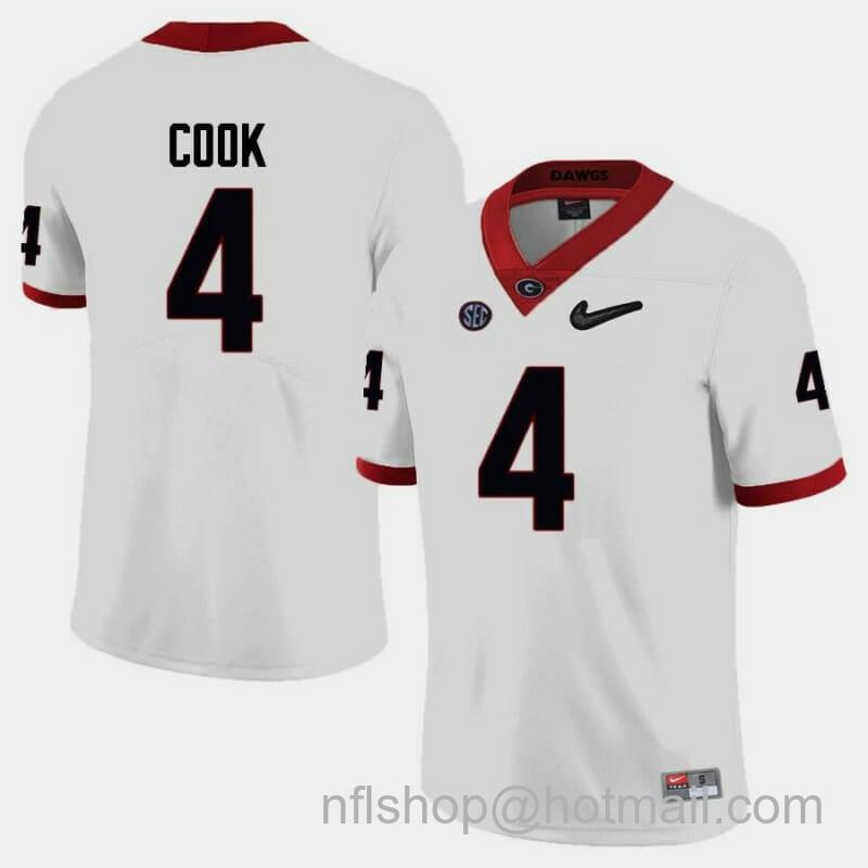 Men's Nike Georgia Bulldogs #4 James Cook III College Football Jersey White