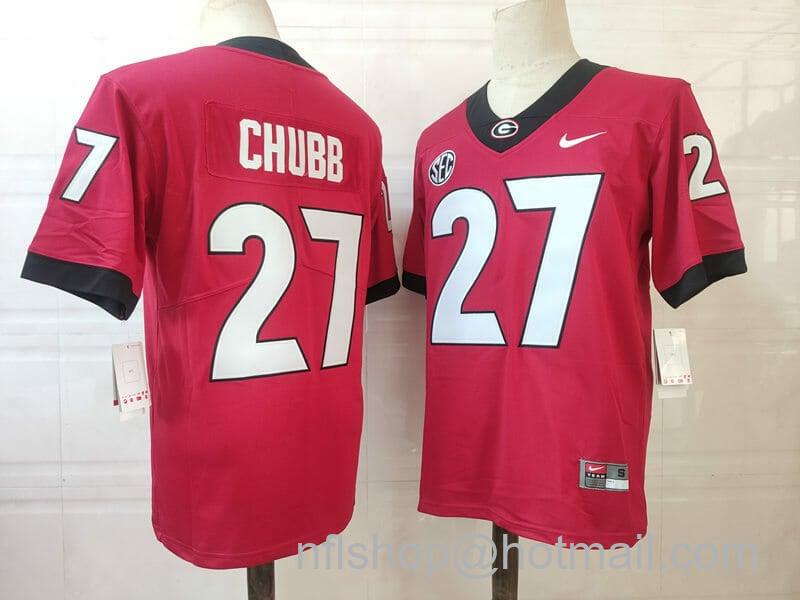 Men's Nike Georgia Bulldogs #27 Nick Chubb NCAA Football Jersey Red