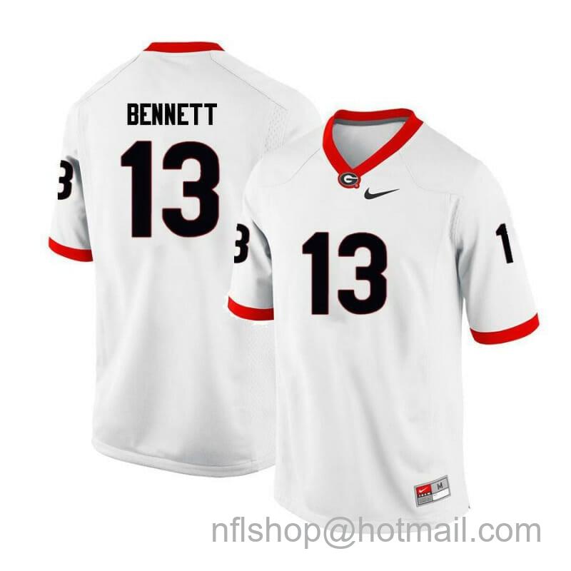 Men's Nike Georgia Bulldogs #13 Stetson Bennett Jersey College Football White