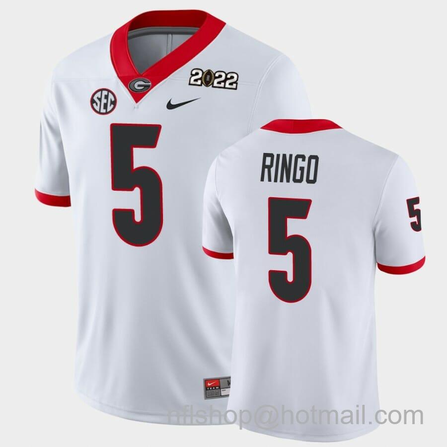 Men's Nike UGA Kelee Ringo Jersey #5 White 2021 National Champions Game