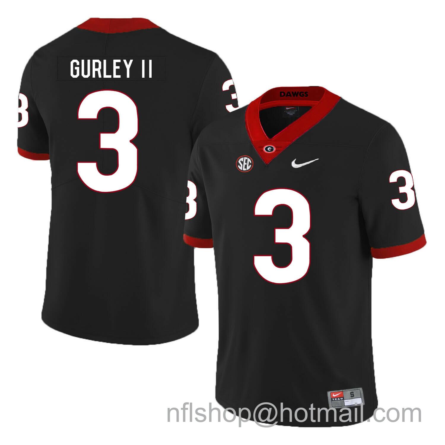 Men's Nike Georgia Bulldogs #3 Todd Gurley II College Football Black Jersey