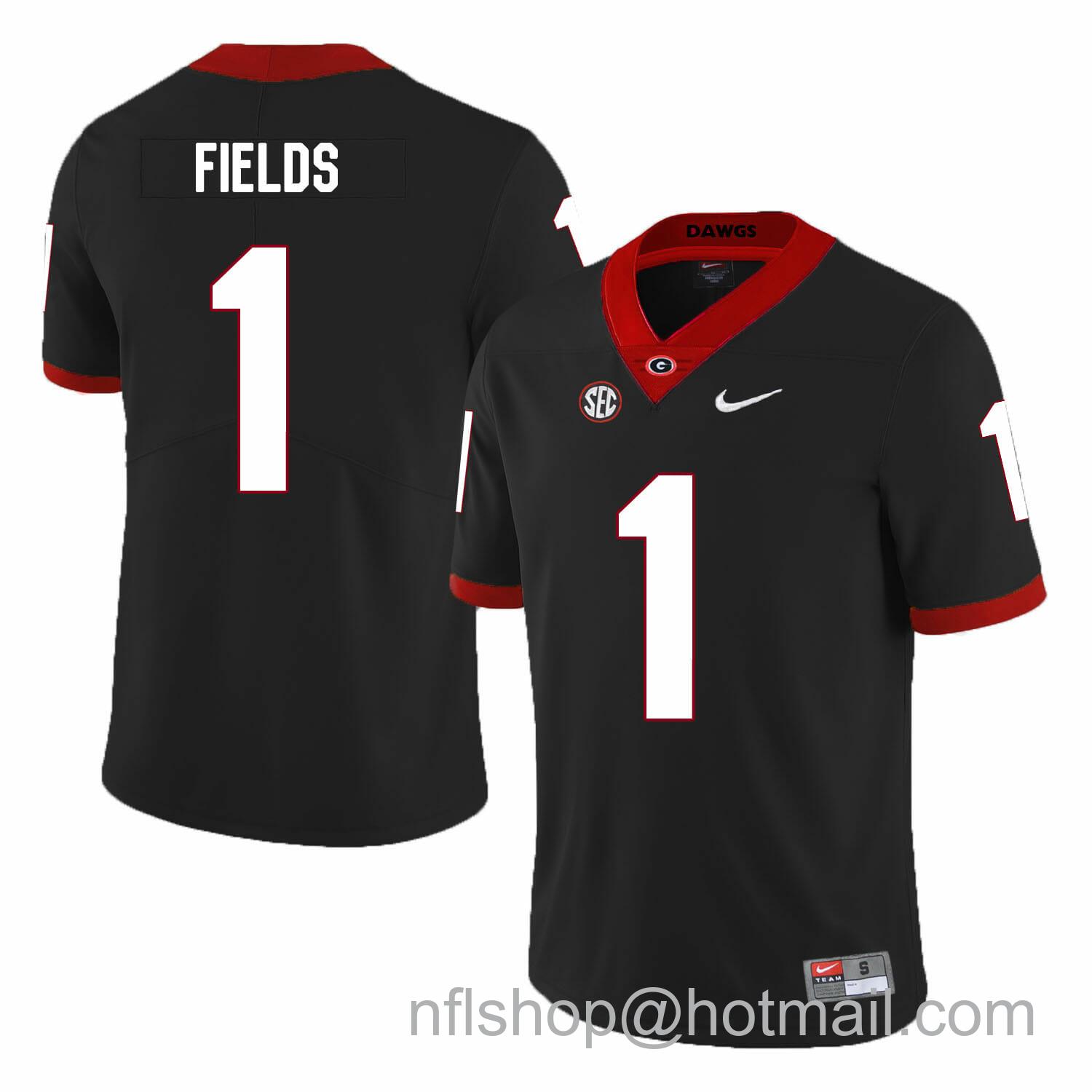 Men's Nike Georgia Bulldogs #1 Justin Fields NCAA College Football Jersey Black