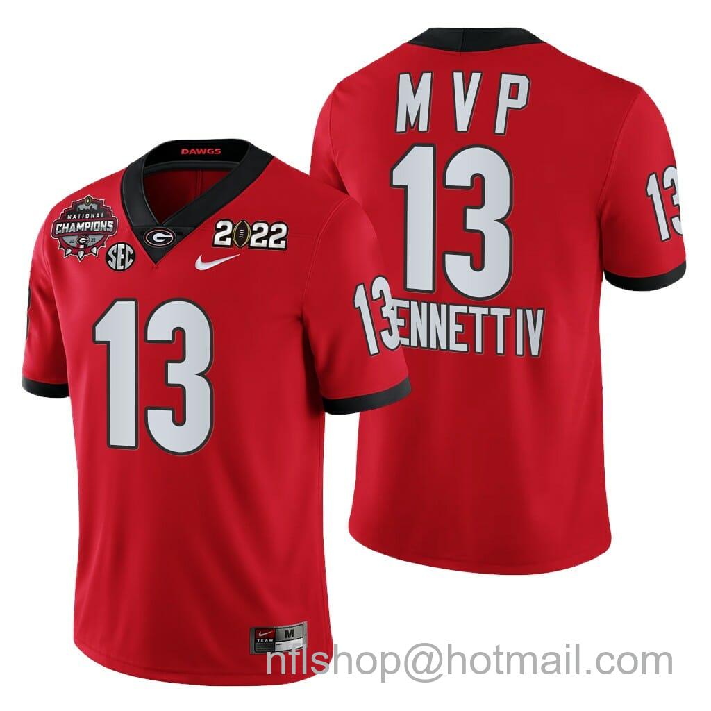 Men's Nike UGA Stetson Bennett Jersey #13 2021-22 CFP National Champions MVP Red