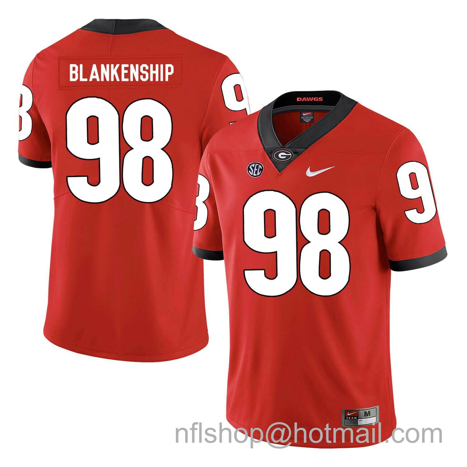 Men's Nike Georgia Bulldogs #98 Rodrigo Blankenship College Football Red Jersey