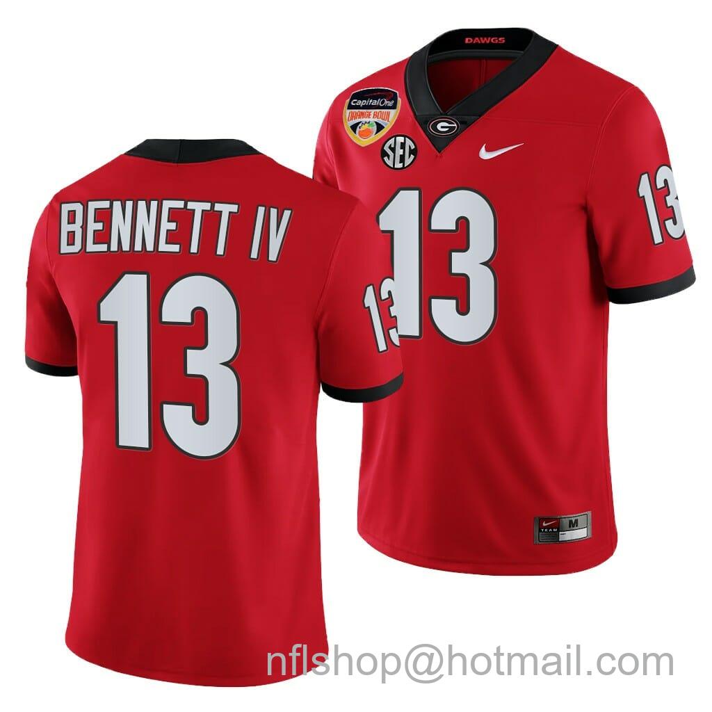 Men's Nike Stetson Bennett Jersey UGA #13 2021 Orange Bowl Red College Football