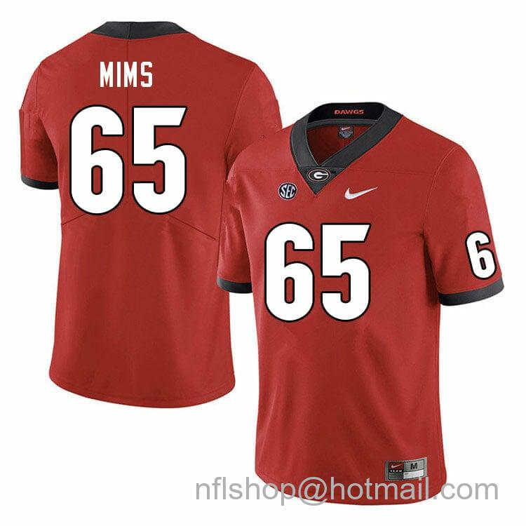 Men's Nike Georgia Bulldogs Amarius Mims Jersey #65 College Football Game Red