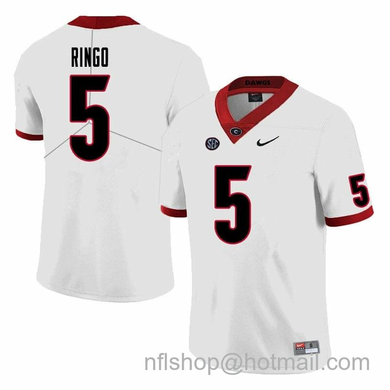 Men's Nike Georgia Bulldogs Kelee Ringo Jersey #5 College Football Game White