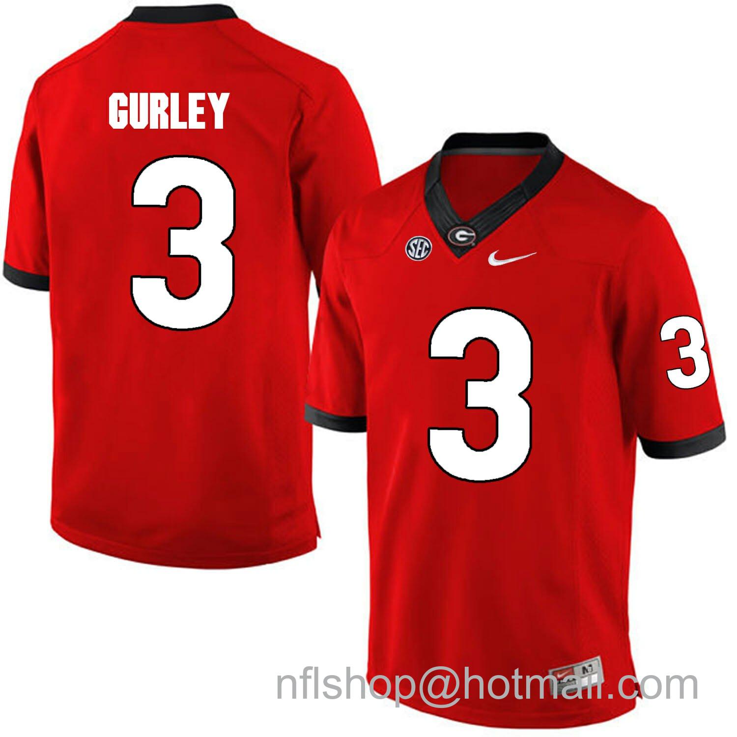 Men's Nike Georgia Bulldogs #3 Todd Gurley II College Football Jersey Red Sec Patch