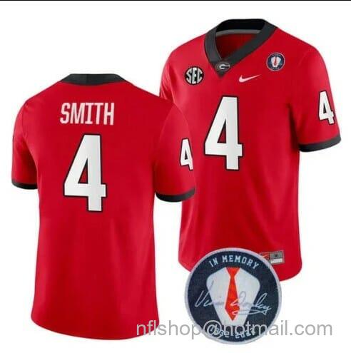 Men's Nike Georgia Bulldogs Nolan Smith #4 Jersey Honoring Vince Dooley Patch Red