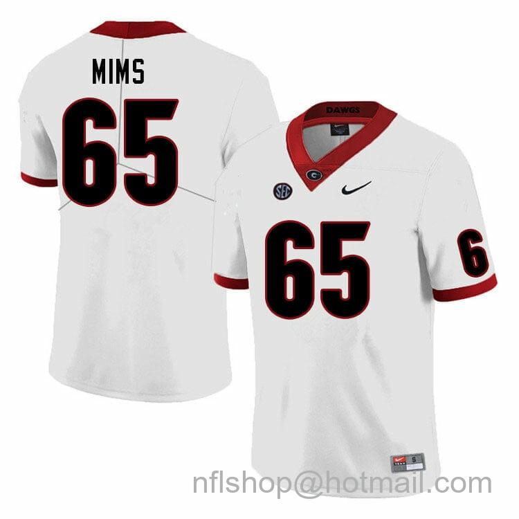 Men's Nike Georgia Bulldogs Amarius Mims Jersey #65 College Football Game White