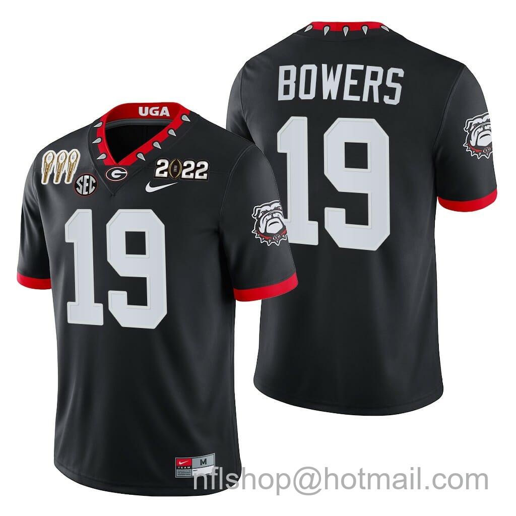 Men's Nike Georgia Bulldogs Bowers Jersey #19 3-Times CFP National Champions Black